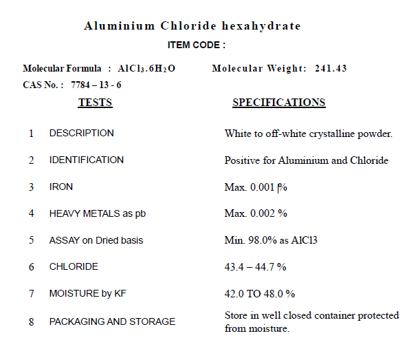 三氯化铝cas号图片