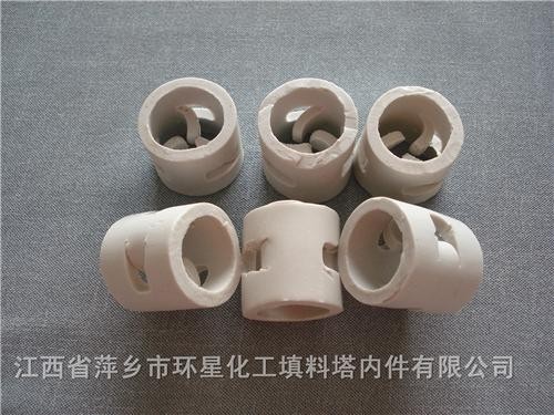 宁夏洗涤塔填料瓷质鲍尔环散堆填料2寸/3寸陶瓷鲍尔环