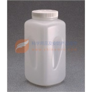 耐洁/Nalgene 大广口方形瓶,高密度聚乙烯;白色聚丙烯螺旋盖,4L容量