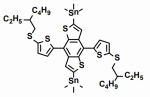 (4,8-bis(5-((2-ethylhexyl)thio)thiophen-2-yl)benzo[1,2-b:4,5-b']dithiophene-2,6-diyl)bis(trimethylstannane) CAS号：1613389-30-2 现货优势供应 科研产品